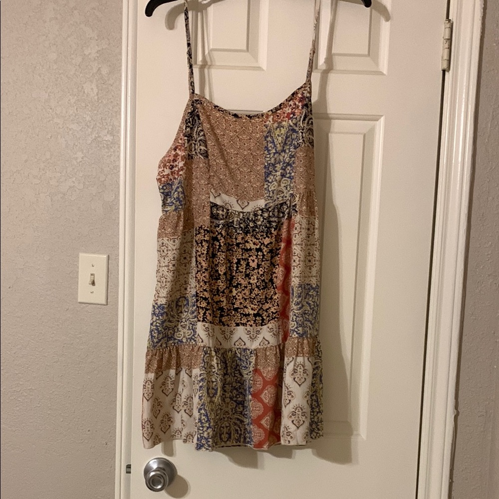 Altar'd State Brown and Blue Spaghetti Strap Sundress